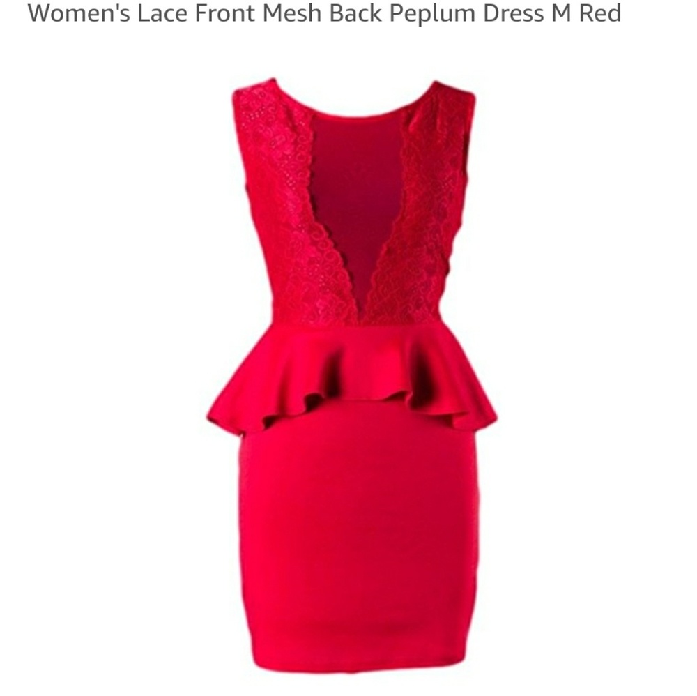 *BRAND NEW - RED PEPLUM DRESS